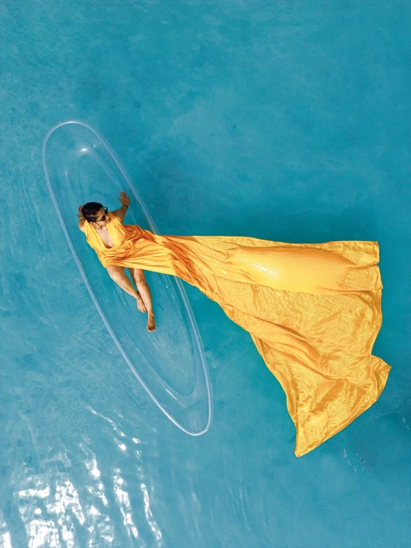 Clear Kayak Flying Dress Photoshoot - Image 12