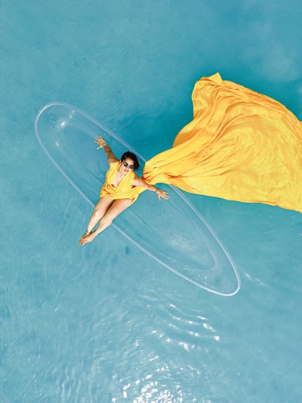 Clear Kayak Flying Dress Photoshoot - Image 3